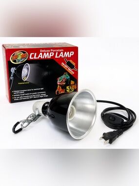 Zoo Med Deluxe Porcelain Clamp Lamp 5.5” Reptile Heat UV Light Fixture On/Off